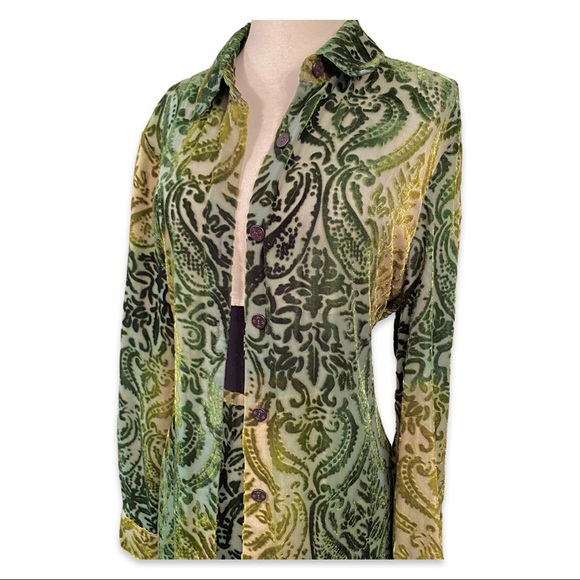 Vintage 1990s Velvet On Silk Maxi Skirt and Blouse, - Picture 11 of 16